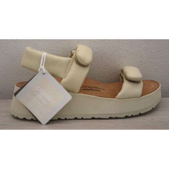 Papillio x Birkenstock Women's EUR 39 US 8 Ecru Leather Theda Wedge Sandals - Picture 5 of 13